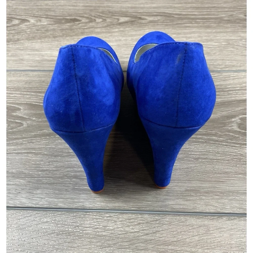 Qupid Women's Suede Platform Wedge‎ Shoes Blue Size 9